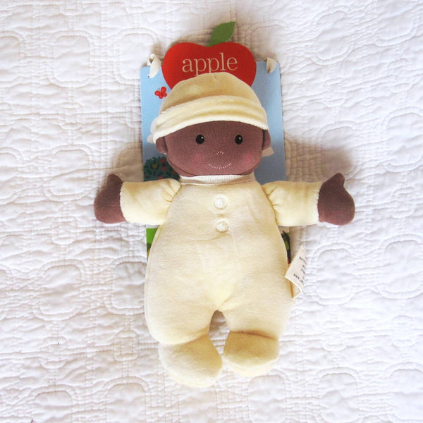 First Baby Doll in Cream Outfit, African American, Organic Cotton by Apple Park, Ages 3 mo.+