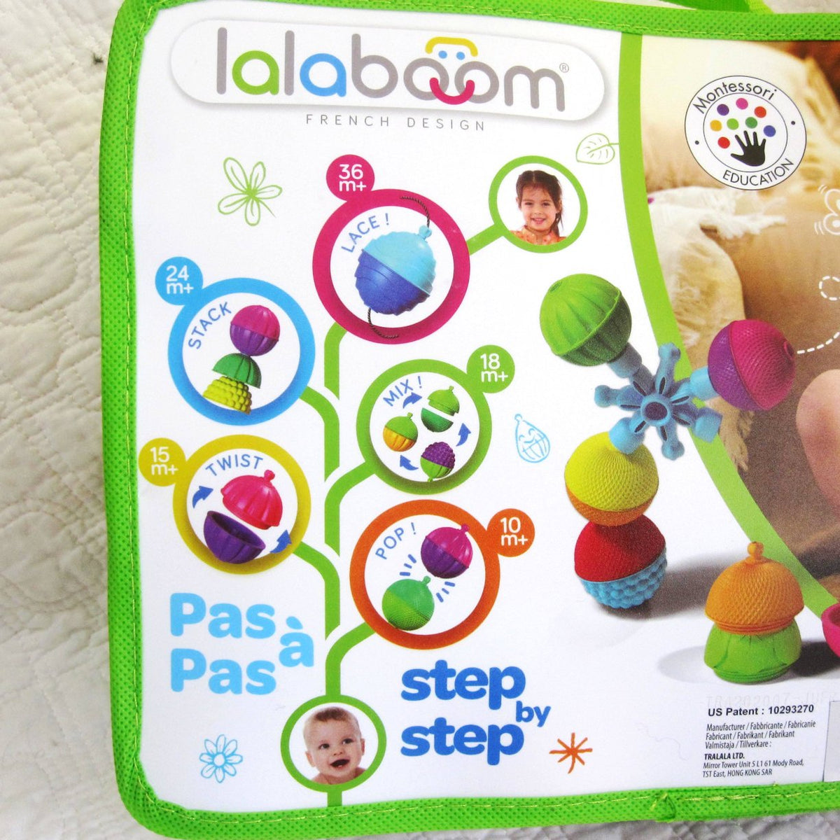 Lalaboom Developmental Snap Beads, 48 pieces in Tote, Ages 10 mo