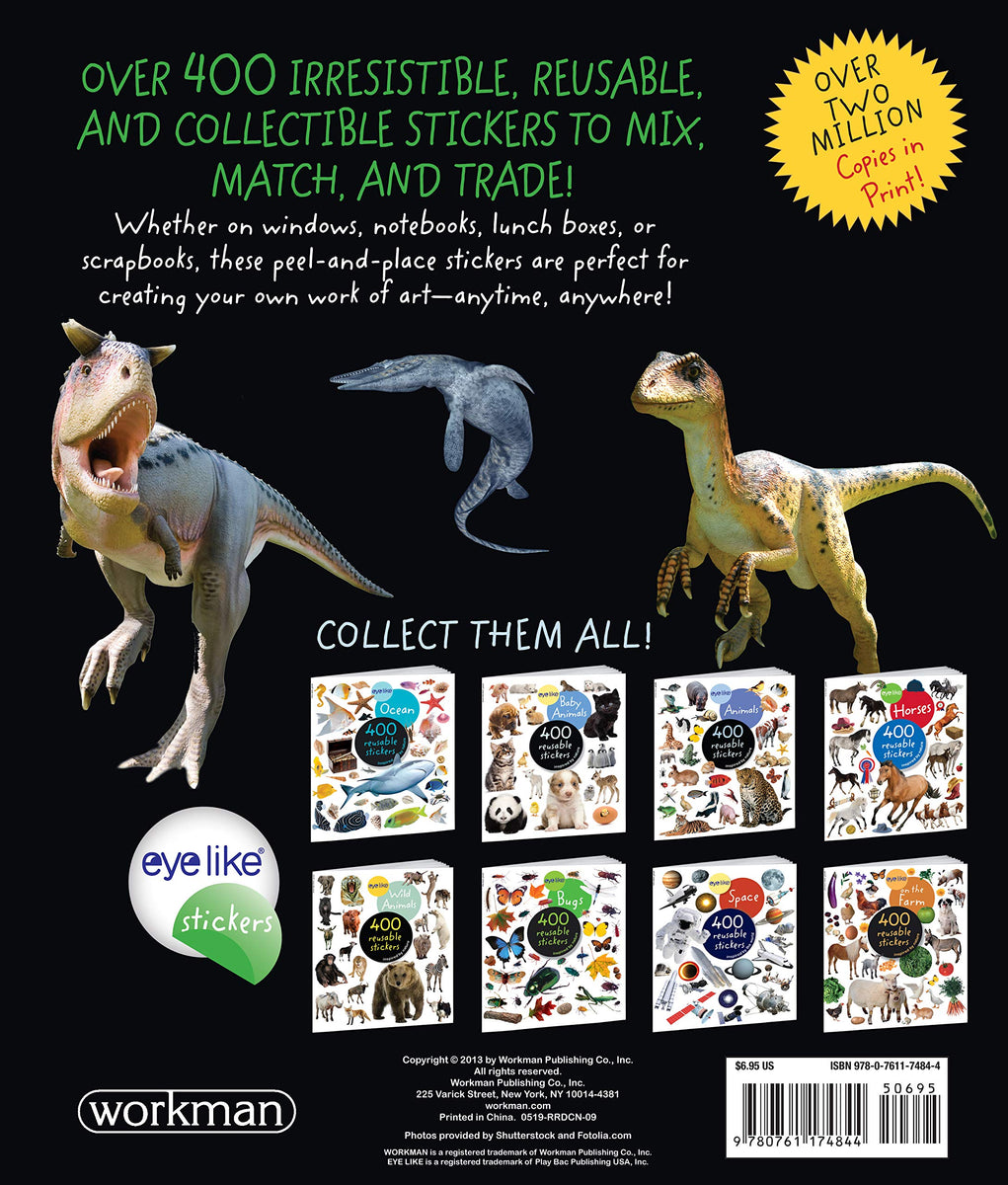Eyelike Stickers Dinosaurs, Vibrant Collection of 400 Reusable Sticke