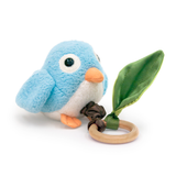 Organic Cotton Blue Bird Teething Toy, Pull and Play Jiggle, by Apple Park, Ages 6 mo.+