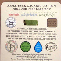 Strawberry Stroller Toy, Organic Cotton Velour, Pull to Wiggle by Apple Park, Ages 6 mo.+