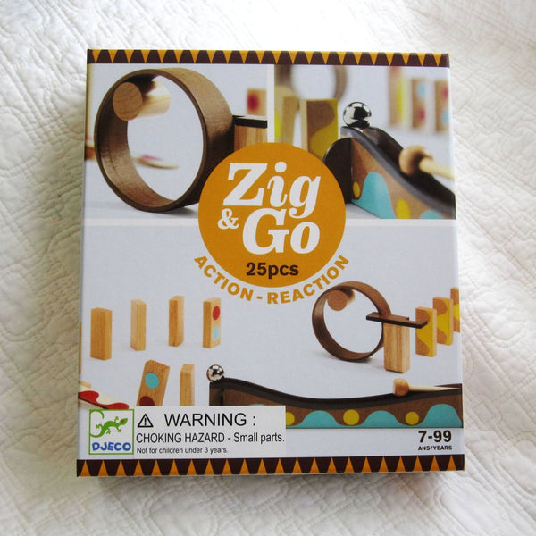 "Zig and Go" Rube Goldberg Style Chain Reaction Wooden Building Set, 25 Pieces, Ages 7+