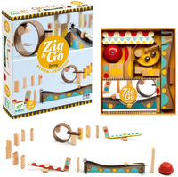 "Zig and Go" Rube Goldberg Style Chain Reaction Wooden Building Set, 25 Pieces, Ages 7+