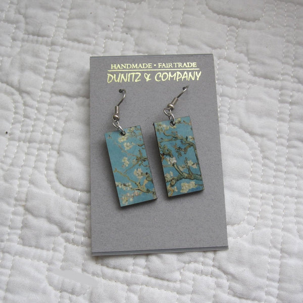 Almond Blossom Art Dangle Earrings, Fair Trade