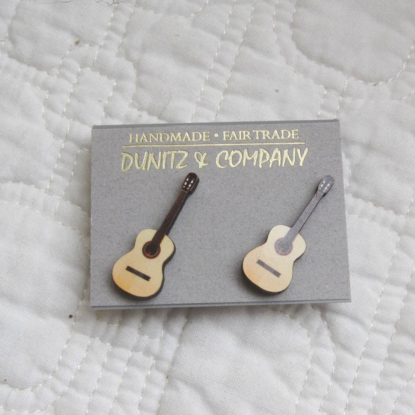 Classic Guitar Stud Earrings, Fair Trade and Fun