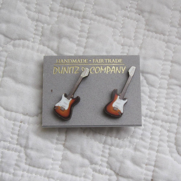 Electric Guitar Stud Earrings, Fair Trade and Fun