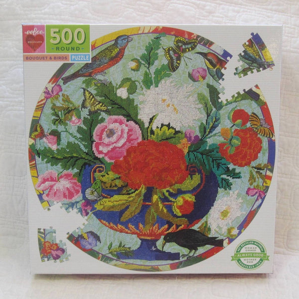 Bouquet & Birds 500 Piece Round Puzzle, Ages 8 - Adult