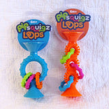PipSqigz Loops Rattle, Teether with Suction Cup, Ages 6 mo.+