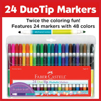 Faber-Castell Duo Tip Washable Markers, 24 Markers, 48 Colors, Ages 4+