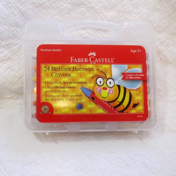 Faber-Castell Beeswax Crayons in a Durable Storage Case, 24 Bright Colors, Ages 3+