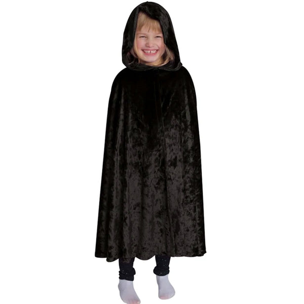 Crushed Black Velvet Dress-Up Cape, Ages 4 - 9 Years