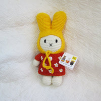 Miffy Bunny Doll, Handmade in a Red Dress, Ages 3+