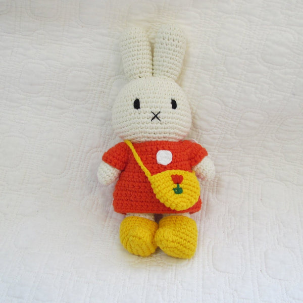 Miffy Bunny Doll, Handmade in an Orange Dress with Purse and Shoes, Ages 3+
