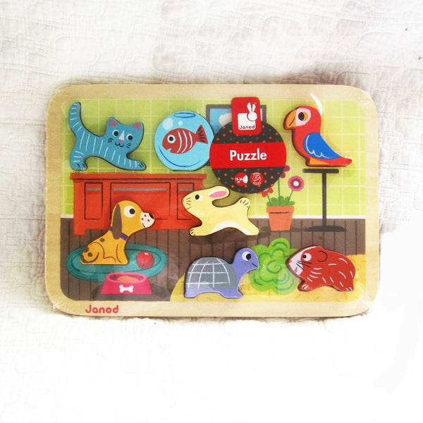 Animal Friends Wooden Chunky Puzzle By Janod, Ages 18 - 36 mo.