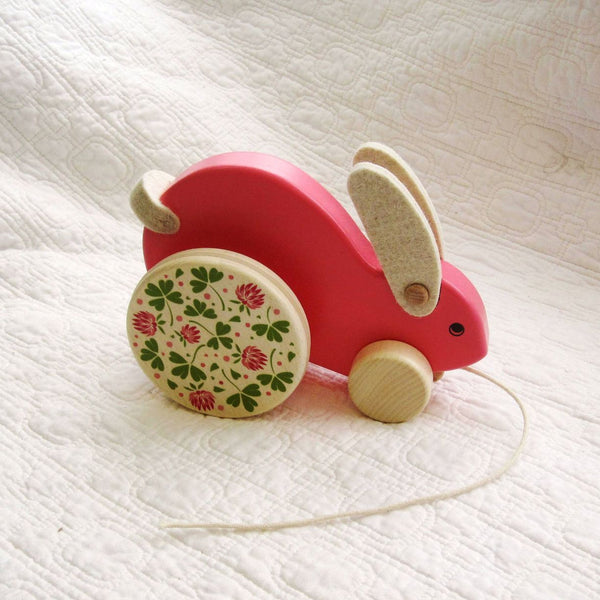 Big Wooden Bunny Pull Toy by BAJO, Ages 18 mo.+