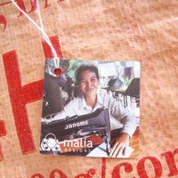 Bright Orange Graphic Tote Made From Recycled Feed Bags, Fair Trade and Fun!