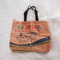 Bright Orange Graphic Tote Made From Recycled Feed Bags, Fair Trade and Fun!