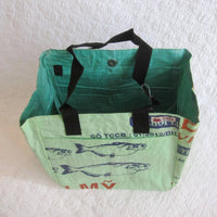 Fresh Kiwi Green Tote Made from Recycled Commercial Fish Food Bags, Fair Trade and Fun!