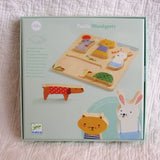 Wooden Puzzle — "Woody Pets" by Djeco, French Style, Ages 12 mo.+