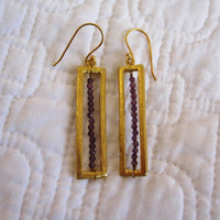 Amethyst Strand Earrings, 14K Gold Over Brass, Fair Trade