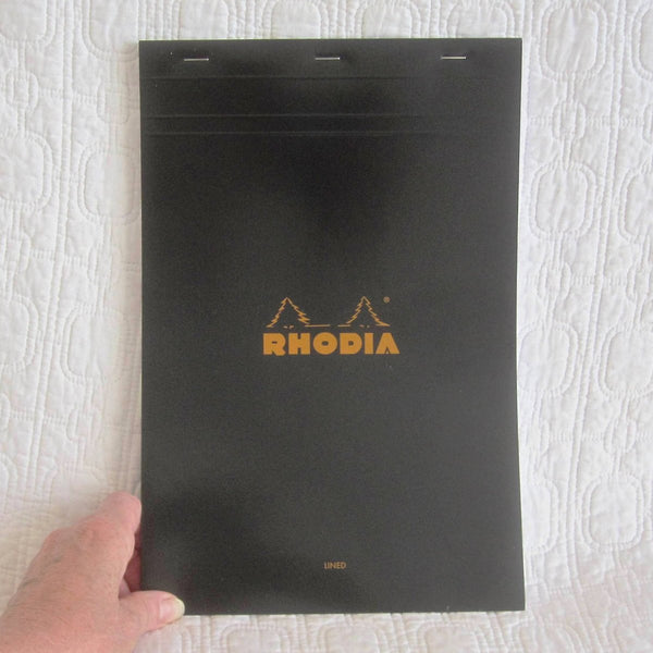 Rhodia Classic Large Black Notepad, Staplebound, Lined Paper