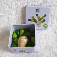 Mini Balancing Cactus Game in Travel Tin by Plan Toys, Ages 3+, Wood Toy