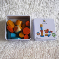 Mini Wooden Stacking Game in Travel Tin by Plan Toys, Ages 3+