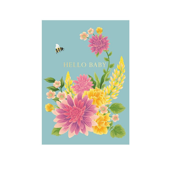 "Bees and Flowers" New Baby Greeting Card