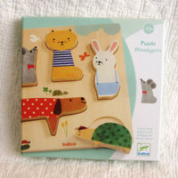 Wooden Puzzle — "Woody Pets" by Djeco, French Style, Ages 12 mo.+