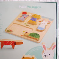 Wooden Puzzle — "Woody Pets" by Djeco, French Style, Ages 12 mo.+