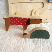 Wooden Puzzle — "Woody Pets" by Djeco, French Style, Ages 12 mo.+