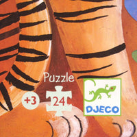 Tiger's Walk Puzzle in Silhouette Box by Djeco, French Style, Ages 3+, 24 piece