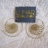 Nautilus Spiral Hoop Earring, Fair Trade, Polished Brass
